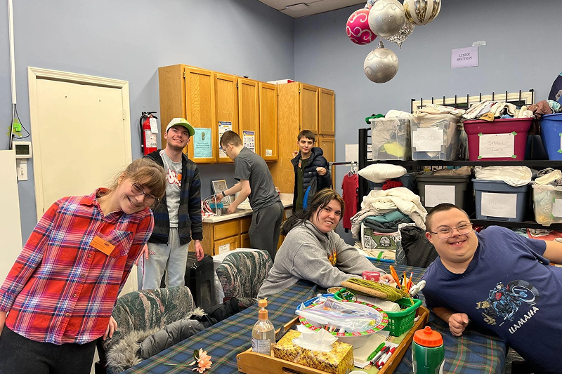 volunteers in the community room